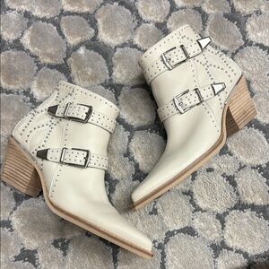Dolce Vita Cream Ankle Booties with Stud Design